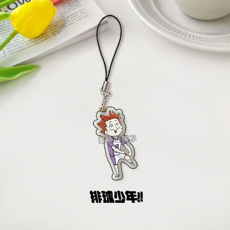 Cordón de teléfono móvil Haikyuu Kei Tsukishima Sakusa Kiyoomi, colgante de acrílico, correas Kawaii, decoración de cuerda linda, regalo de amigo