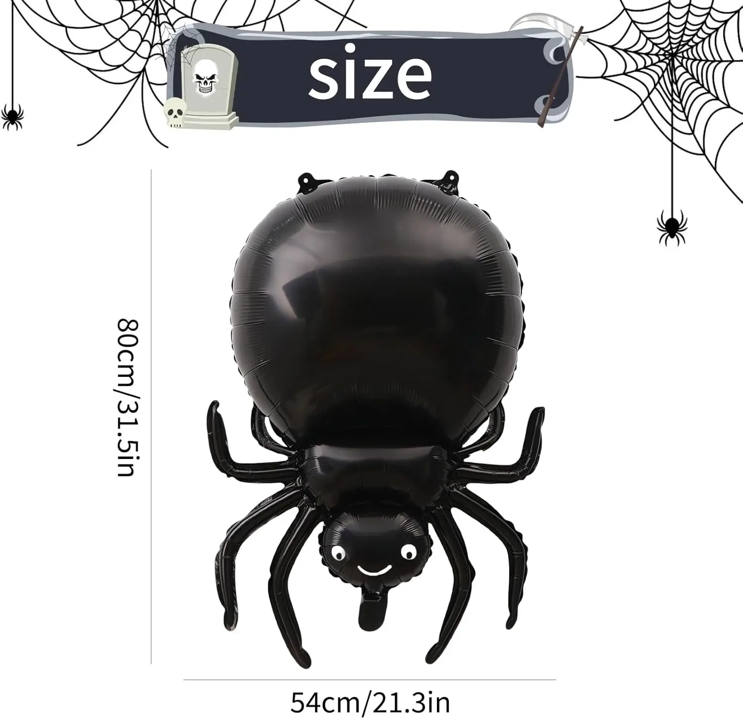 6 Stück schwarze Spinnen-Aluminiumfolien-Mylar-Ballons, Halloween-Party, Geburtstag, Spukhaus, Geister, gruselige Themen-Dekoration, Zubehör – Detail 1