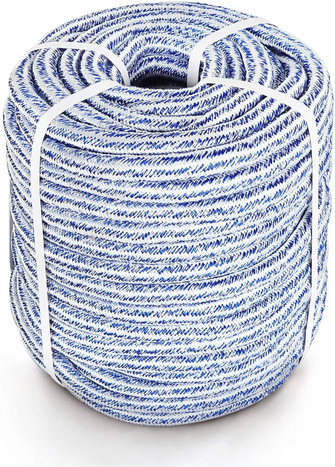 

3/4 in 200 FT Braided Polyester Rope for Tree Work, Arborist Swing, and Multipurpose Pulling - Blue White