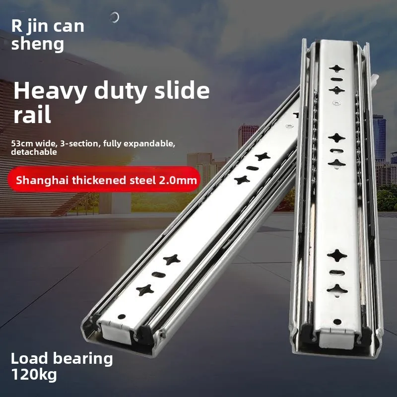 Heavy Duty Three Section Drawer Slides Cold Rolled Steel Full Extension Removable Rails Furniture Equipment Rv Storage Drawers