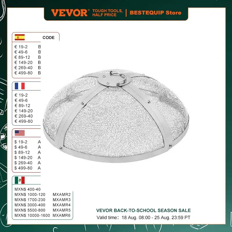 VEVOR Fire Pit Spark Screen Round rinforzato Heavy Duty Steel Metal Cover Outdoor Firepit coperchio copertura dello schermo superiore ad apertura facile