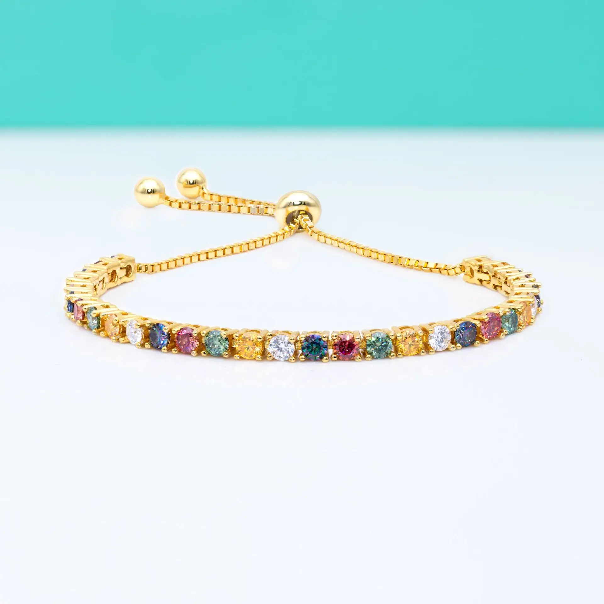 

Platinum 950 Single-Row Colorful Moissanite Full-Cut Diamond Tennis Bracelet