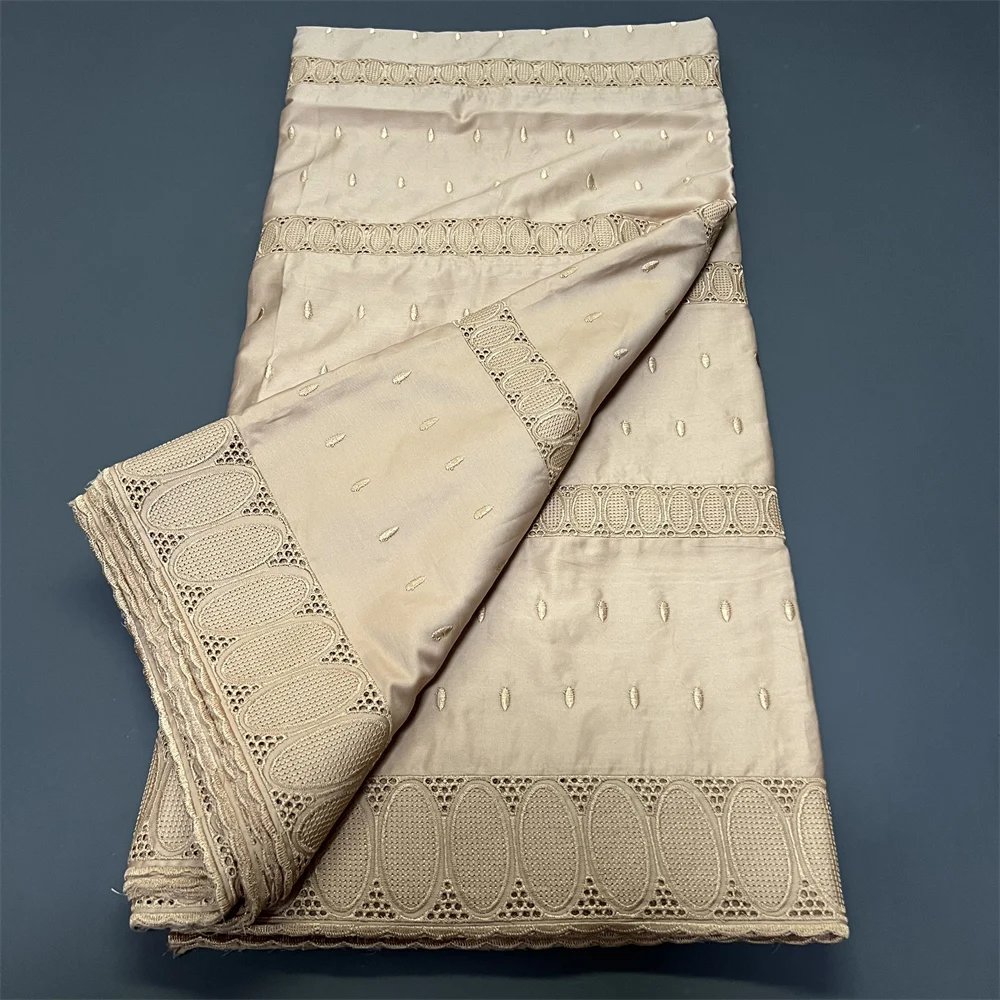 

African Nigerian Tulle Lace Fabric for Dress Sewing2025 High Quality Damask Cotton Pure Embroidery Wedding Party 5Yard HZ1398