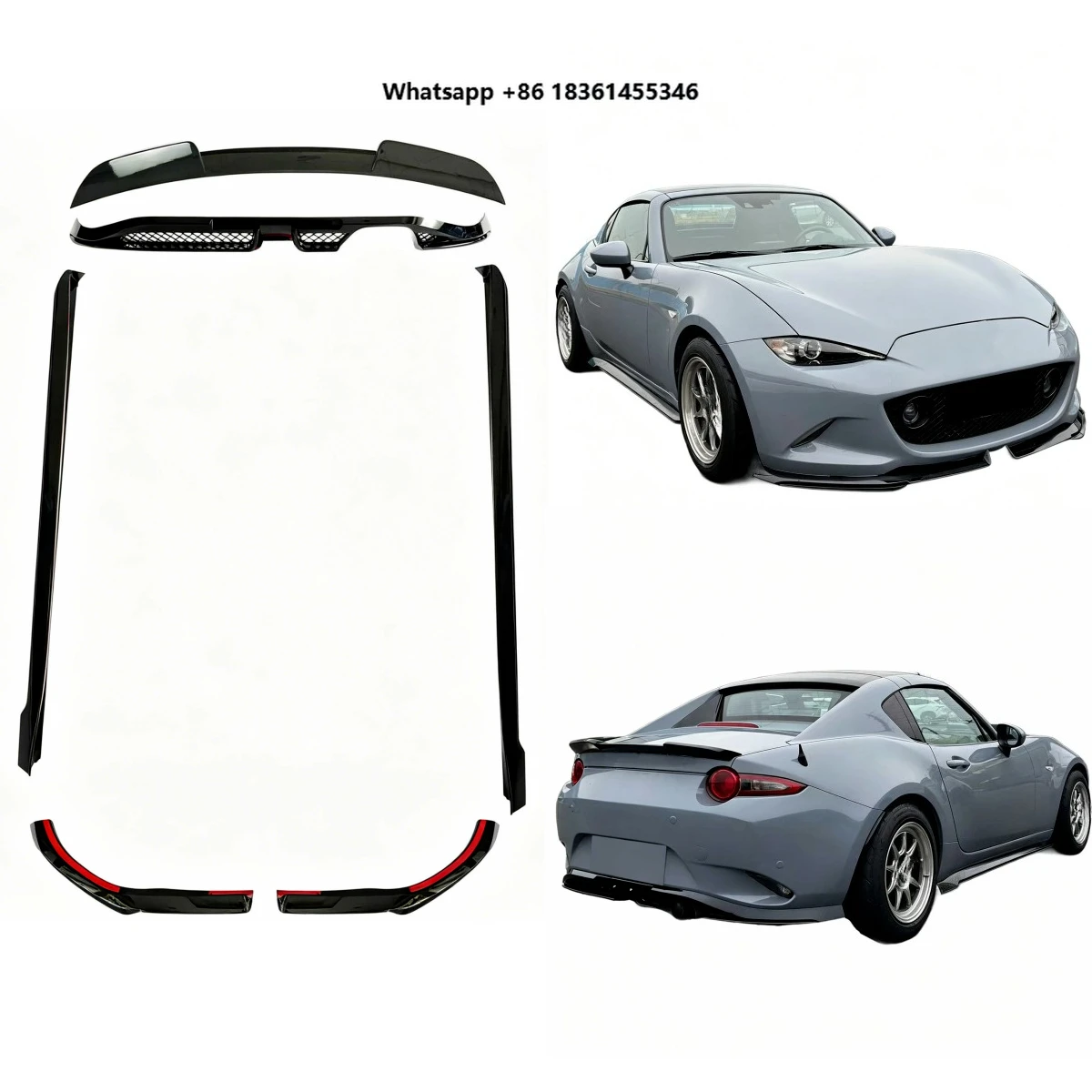 

For MX-5 Miata ND modified to MSR style Surround Front shovel Rear lip spoiler Side skirt Car Accessories ABS Body Kit