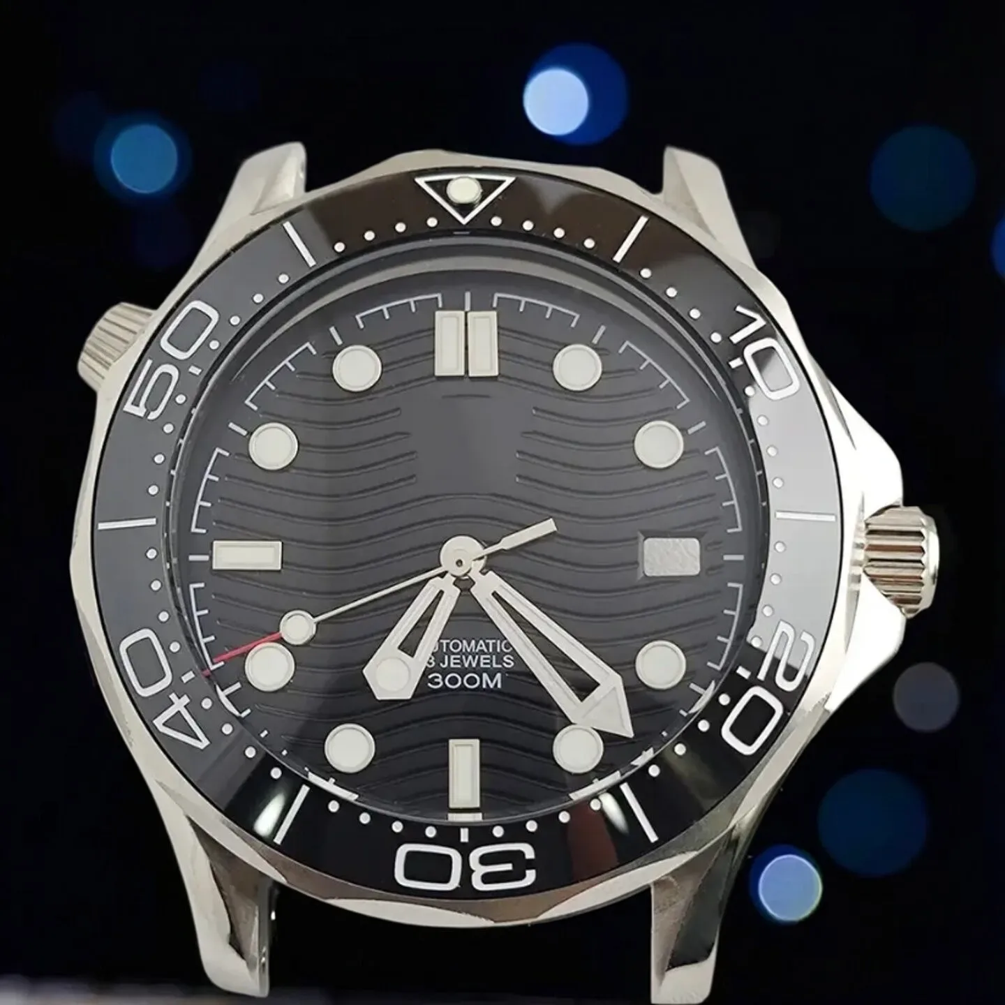 

NH35 Case Dial Hands 41mm Stainless Steel Case Bracelet Clear Case Back for Seamaster 300 NH36 Movement Men Watch Parts Assemble