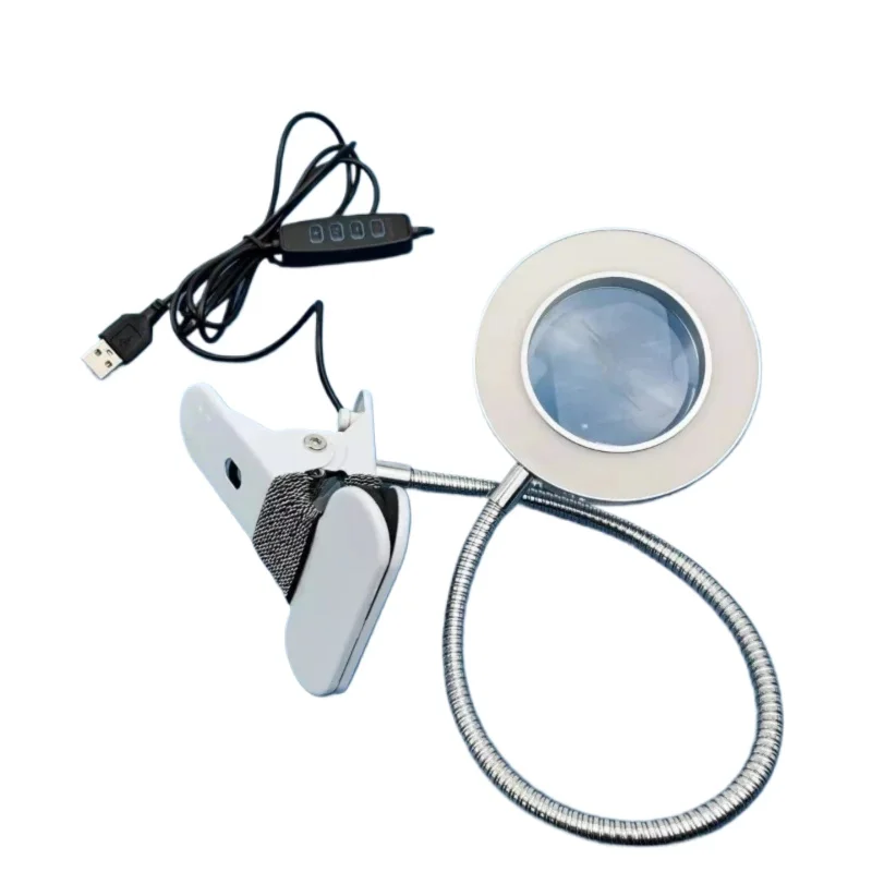 

LED Lamp 10X Magnifying Glass Gooseneck USB 3-color Shadow-Free Light for Repair/Table Lamp/Skincare Beauty/Reading Rechargeable
