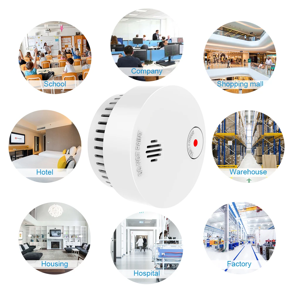 CPVAN Smoke Detector Independent Photoelectric Smoke Alarm High Sensitivity Fire Sensor for Home Usage Fire Alarm System