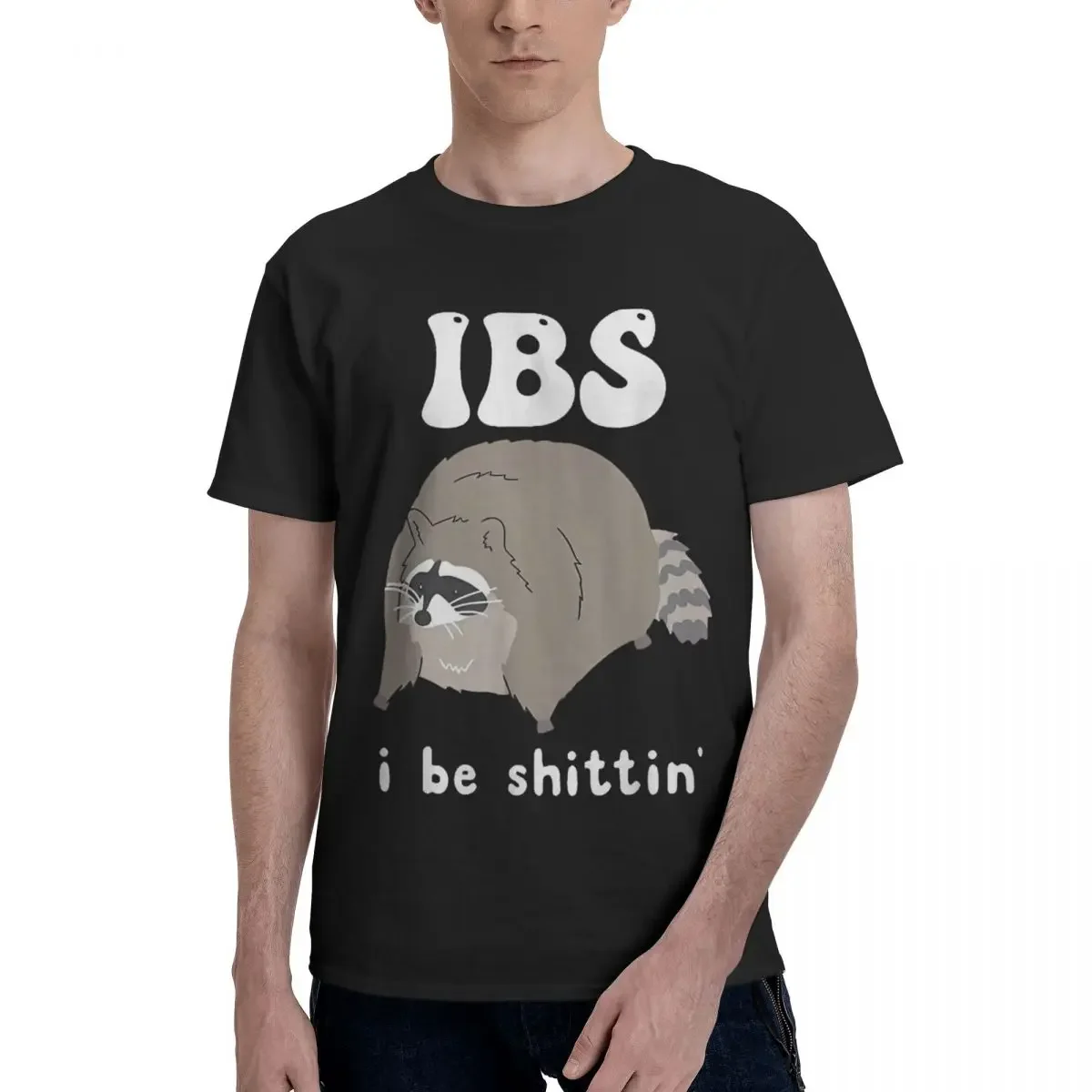 IBS I Be Shittin' Raccoon Funny Humorous Irritable Bowel  Graphic T Shirts Graphic Y2K Pops Short Sleeve Men Clothing