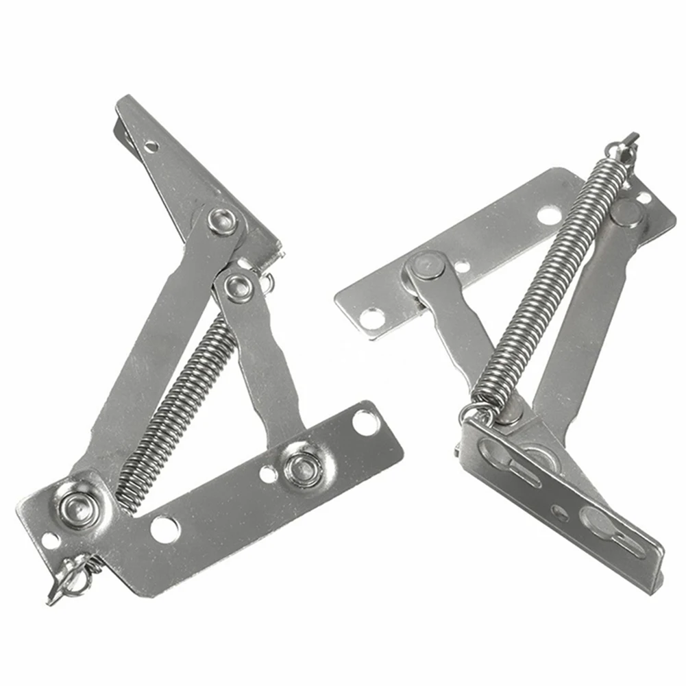 80 Degree Spring Hinges for Cabinet Doors - Stainless Steel Lift Up Stay Flap for top Support Tool - 2pcs Set (13x2.3cm)