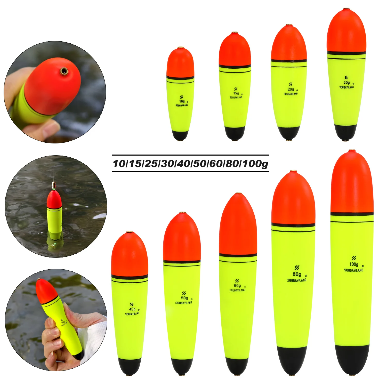 Sougayilang 5 قطعة إيفا الصيد تعويم 10-100 جرام ضوء عصا رغوة البلاستيك البحر روك الصيد ضرب يطفو للطعم متعدد الوظائف