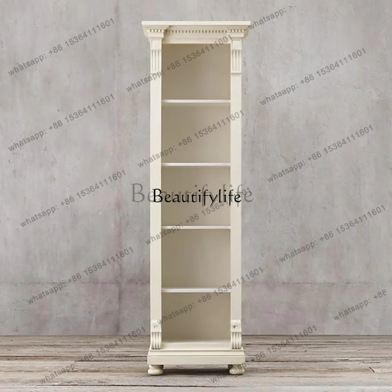LX American Rural Bookshelf European Simple White Old Display Storage Cabinet