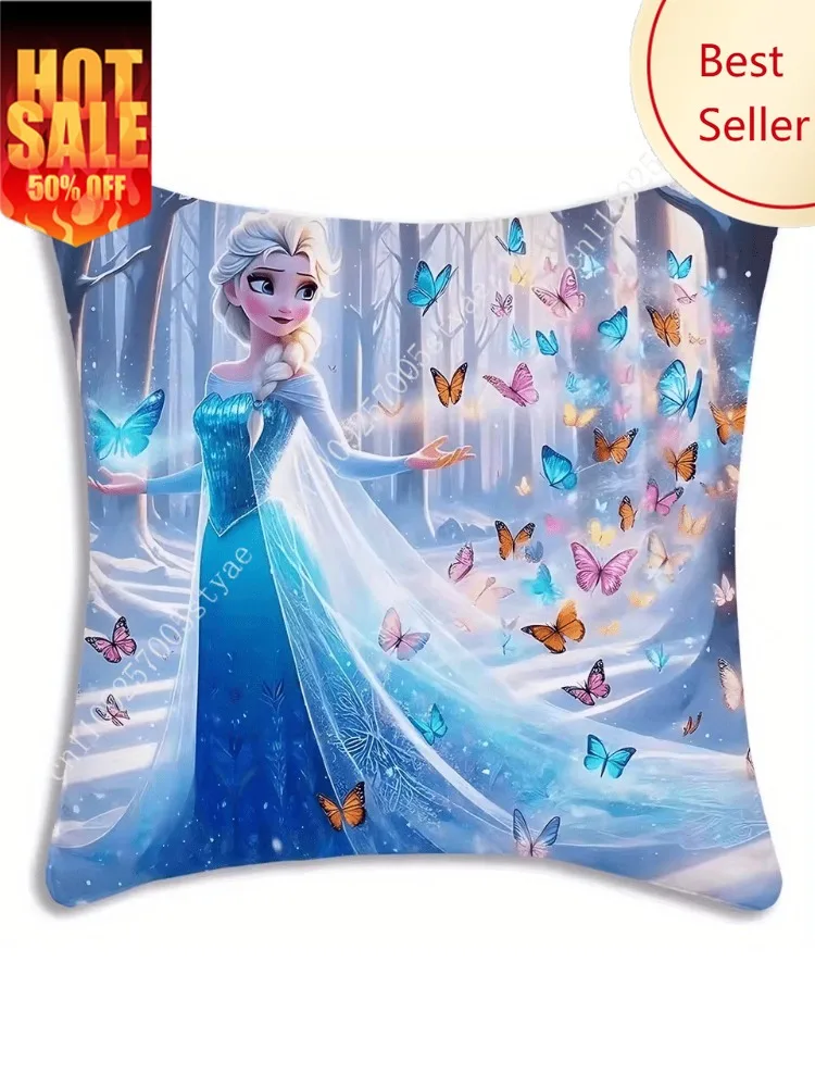 

Frozen Elsa Pillowcase Disney Cartoon Pillow Case Soft Sofa Bed Decoration Child Holiday Party Boy Girl Gift Custom Pillow Cover