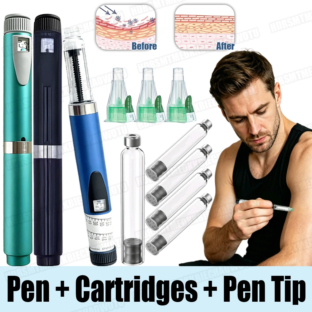 Reusable Insulin Pen Precise Dosing 3ml Cartridges Empty Cassette Bottle Pen Tip Kit for Beauty Injection Pen Medical Aesthetics