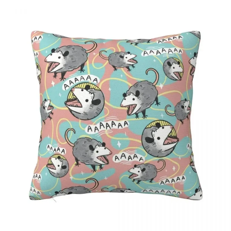 Opossum-Just square cushion in printed fabric, pillowcase, sofa decoration, 40x40cm Peach skin polyester pillowcase