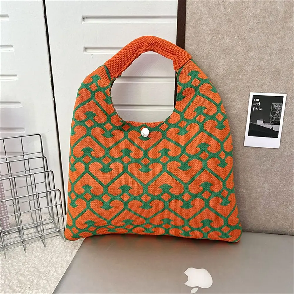 Casual Knitted Knit Handbags Handmade Large Capacity Tote Bag Reusable Portable Shopping Bags for Women