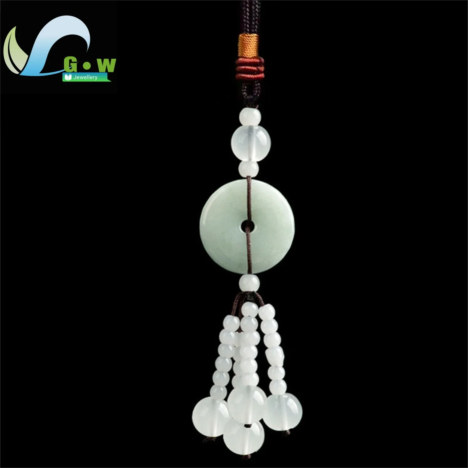Trending Natural Jade Car Keychain Bag Charm Chinese Style Gourd Ingot Pendant Lucky Gift for Men Women Fast Shipping Ready