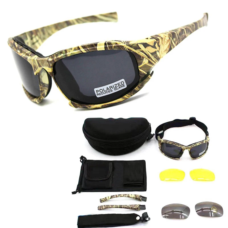 Sport C5 X7 Polarized Tactical Glasses Outdoor Hunting Military Airsoft Paintball Eye Protection Goggles UV400 Sunglasses