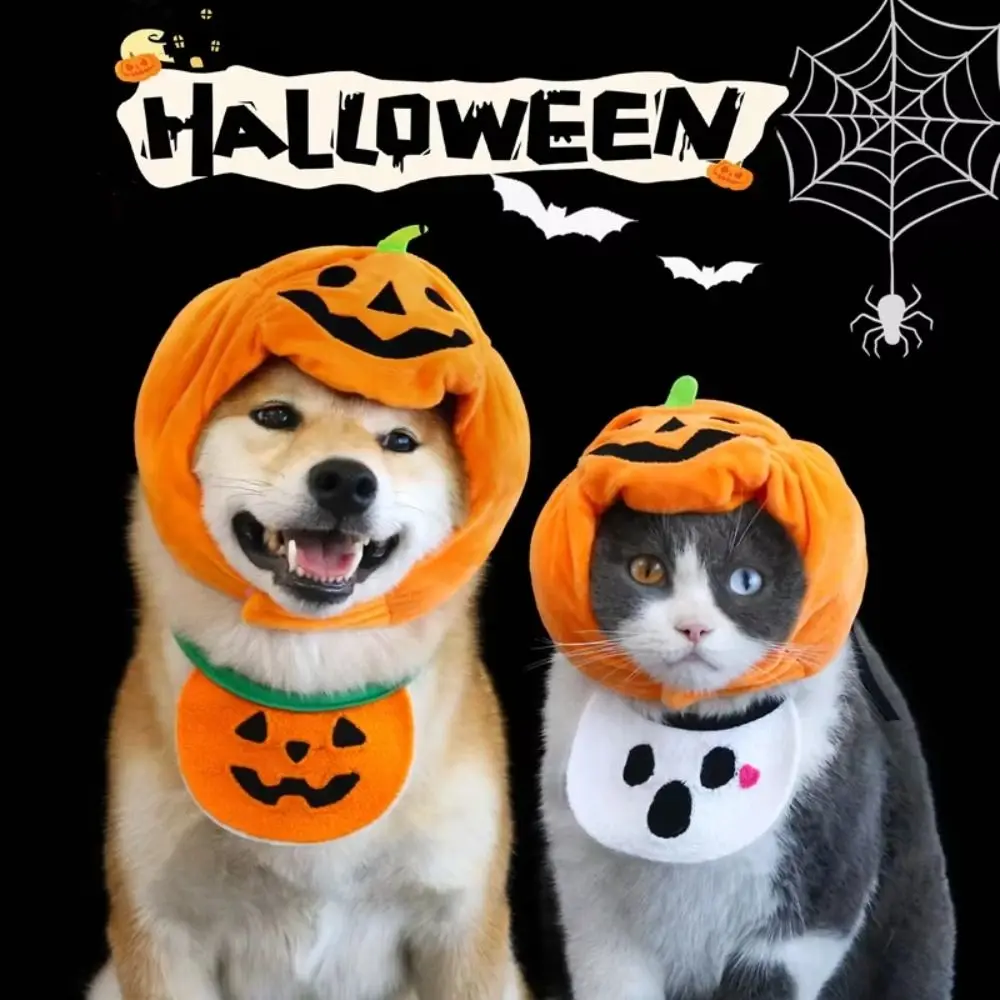 

Cute Dress Up Pet Halloween Hat Headdress Cosplay Costume Pumpkin Dogs Hat Transforming Soft Plush Cat Headgear Photo Prop