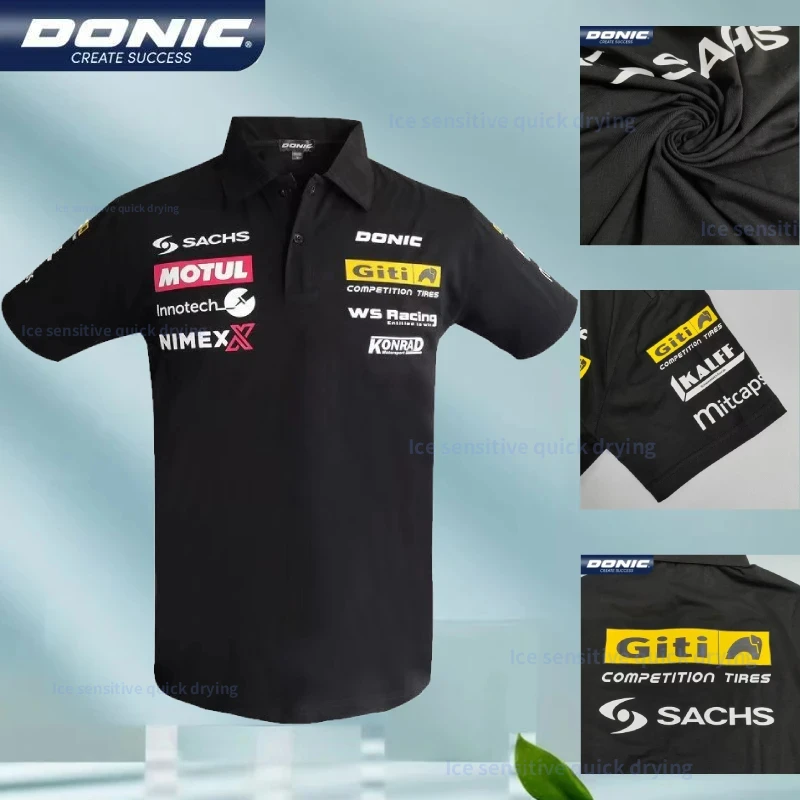 

DONIC Одежда для настольного тенниса, футболка с короткими рукавами и воротником, эластичная хлопковая мужская и женская летняя дышащая и удобная 83224