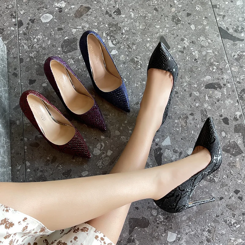 Sexy Women's High Heels Pointed Toe Snake Print Pumps Stiletto High Heels Women Glitter Evening Party Dress Shoe Plus Size 35-46 view 5