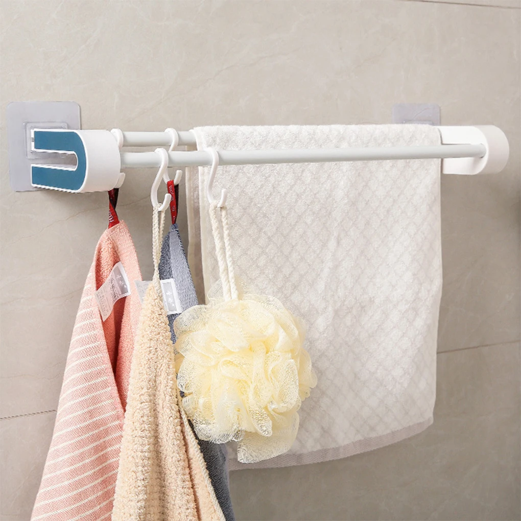 Wall Mounted Towel Rack Bathroom Storage Holder Punch Free Home Shelf