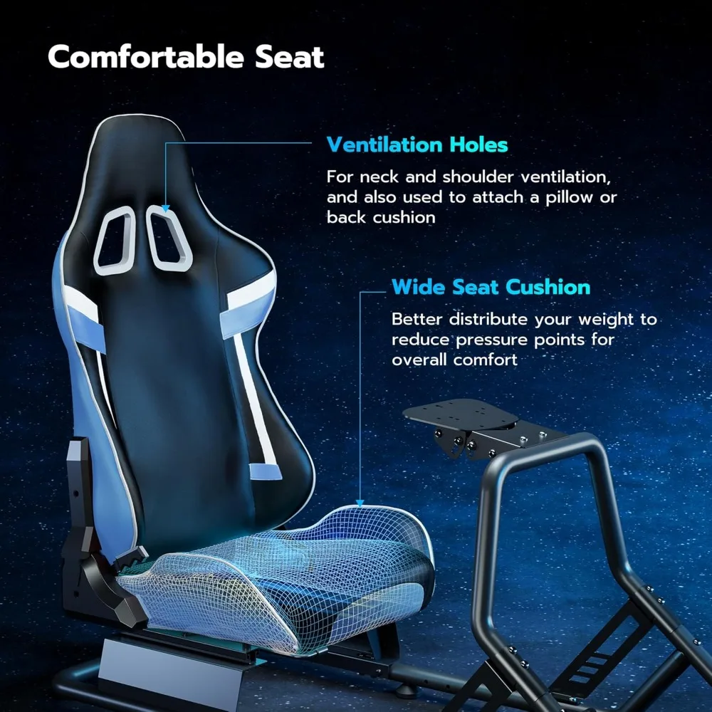 Sim Racing Cockpit con supporto per ruota con sedile regolabile per giochi su PC PS5 PS4