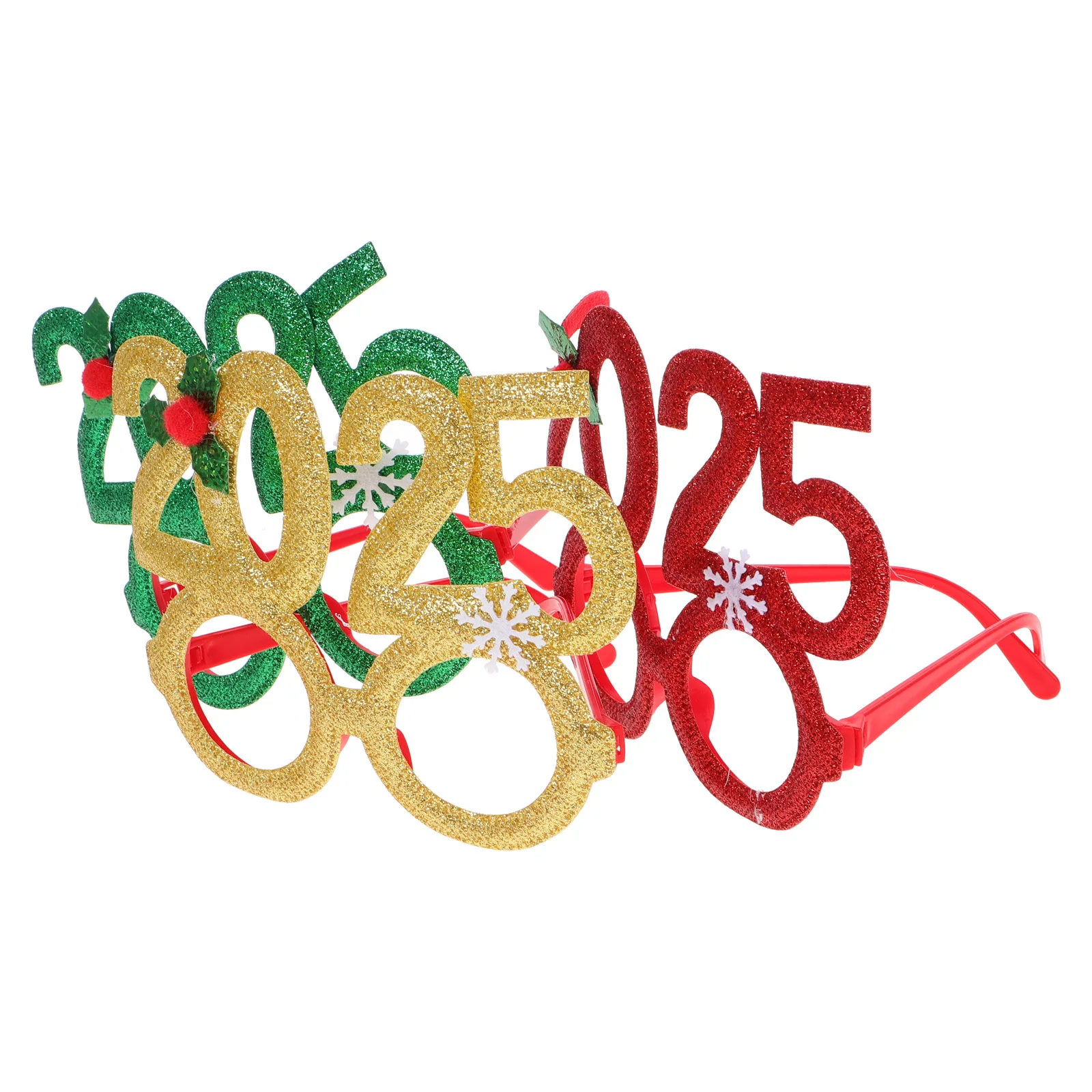 

3Pcs Plastic Happy New Year Glasses 2025 Stylish Lightweight Design Great for Party Favors Celebration Memories