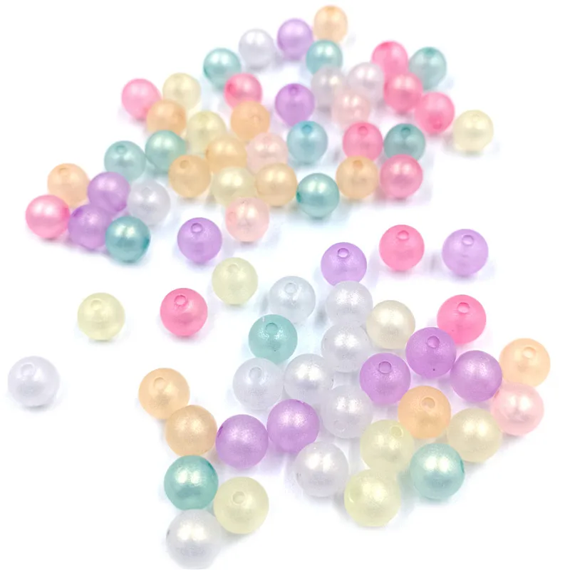 10/100pcs Frosted Round Beads For Bracelet Earring Making Fashion DIY Jewelry Accessories Pearlescent Color Exquisite Peandants