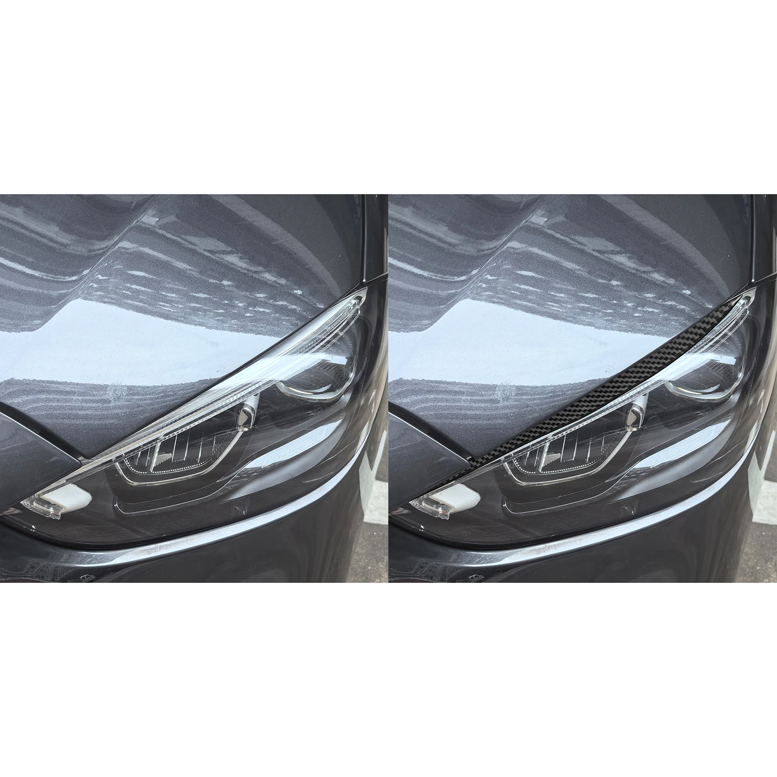 For Mercedes-Benz C-Class 22-24 GLC 23-24 Carbon Fiber Front Headlight Eyebrow Lid 2PCS Car Interior Decoration Styling Sticker