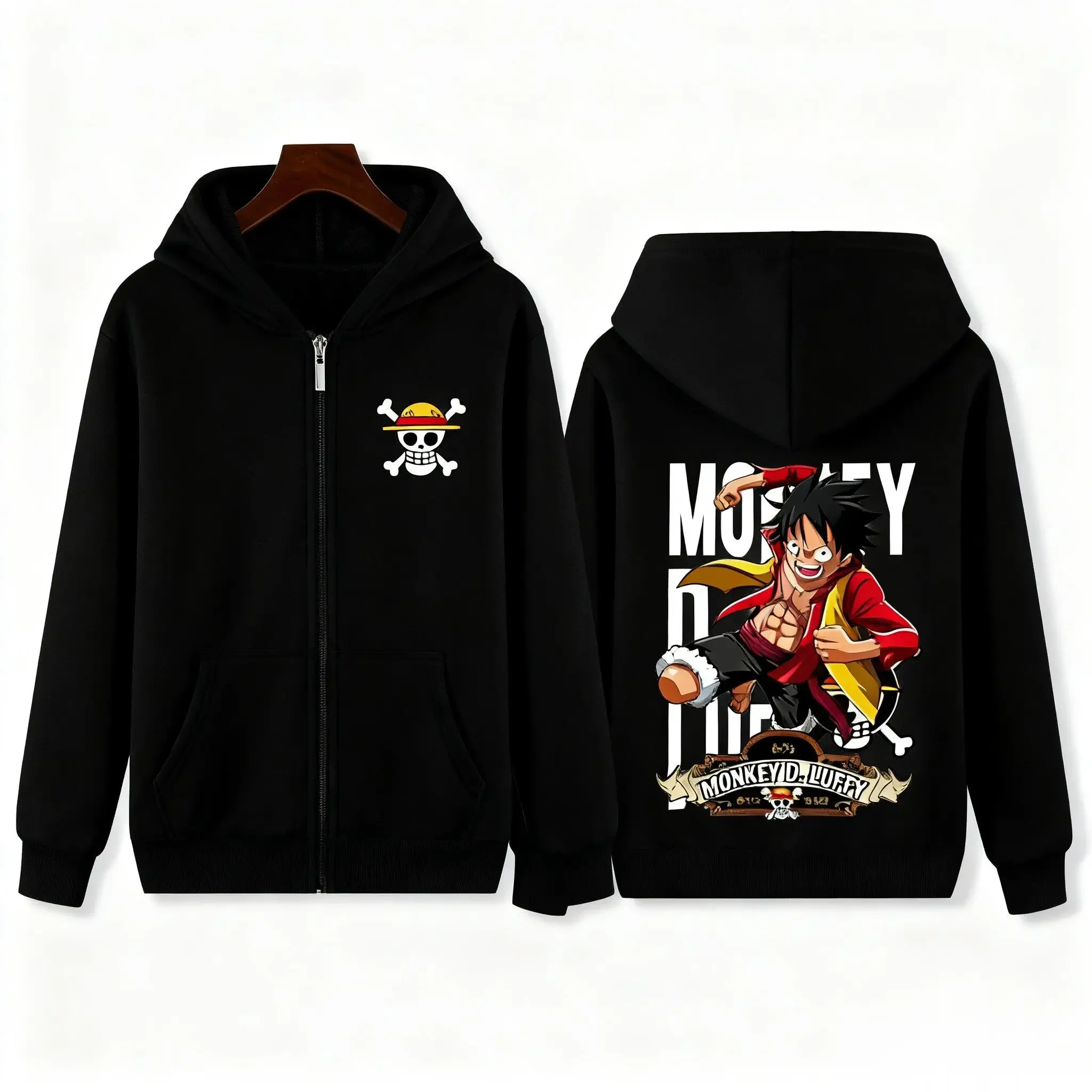 المتضخم الشارع الشهير أنيمي زمم مقنعين قطعة واحدة لوفي البلوز الرجال النساء عادية كم طويل البلوز سترة موضة للجنسين #3