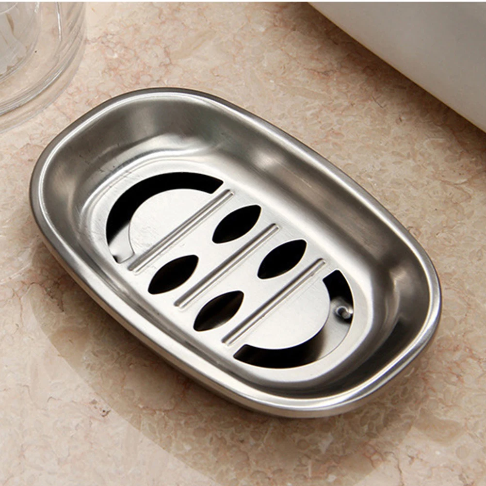 

Double Layer Stainless Steel Soap Dish Tray Double Draining Soap Box Holder for Shower Bathroom Kitchen (Oval Laugh)