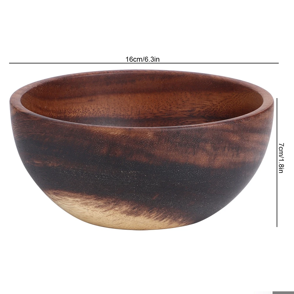 Wooden Salad Bowl Set, Wood Rice Bowl Salad Noddle Soup Dish, Food Safe Sustainable Decorative Bowl