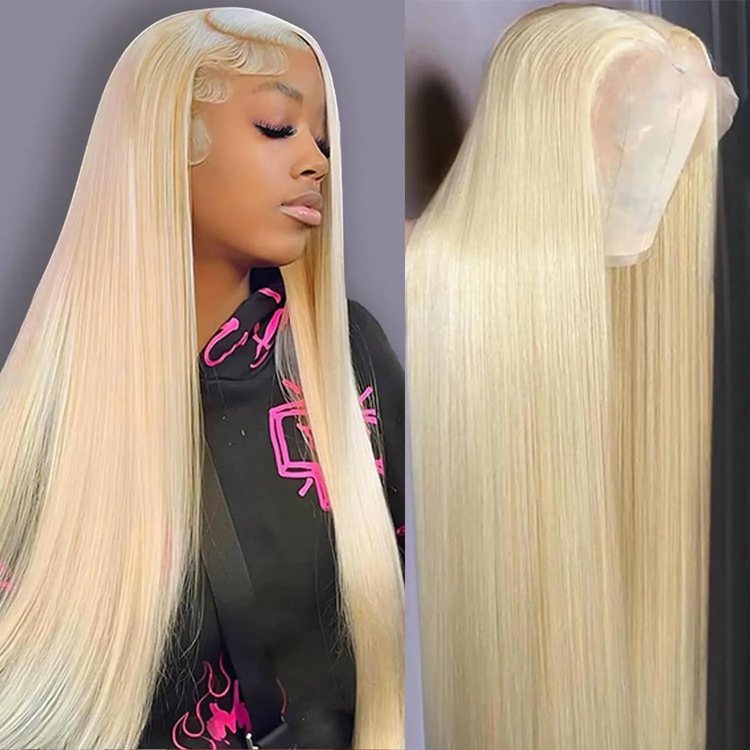 

40 Inch 613 Lace Front Wig Human Hair 13X4 Blonde Straight HD Transparent Lace Frontal Wigs Human Hair 250% Density Human Hair