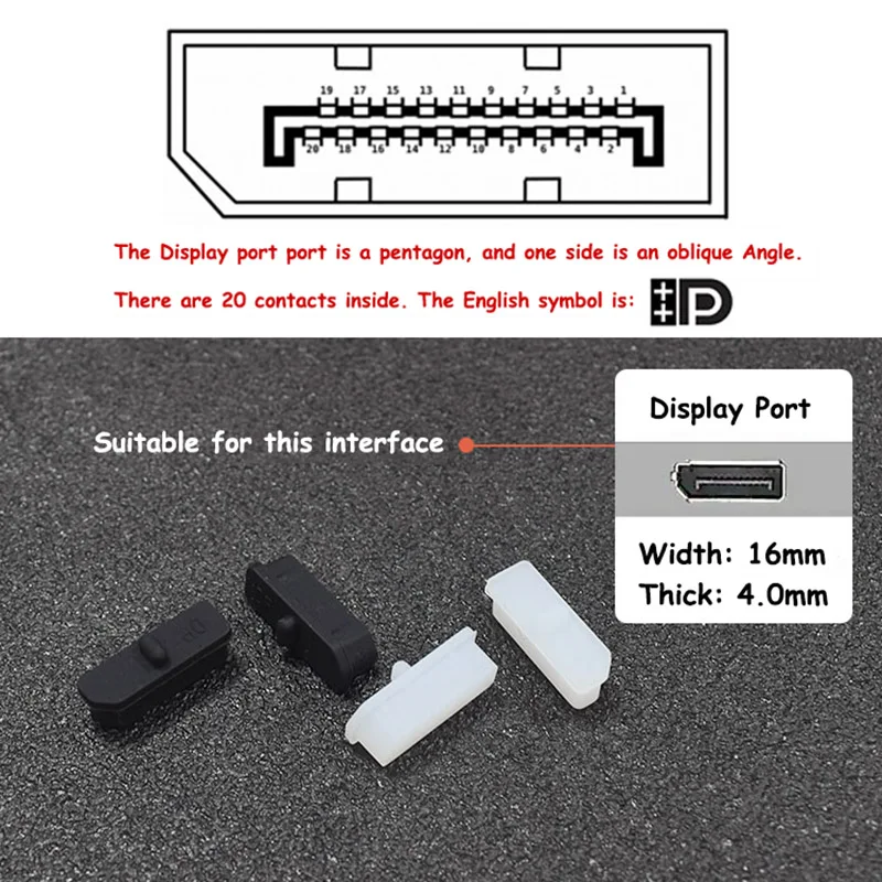 1-20pcs Display Port Interface Anti-dust Plug Notebook Dustproof Stopper Laptop Universal Plug Computer Port Waterproof Cover