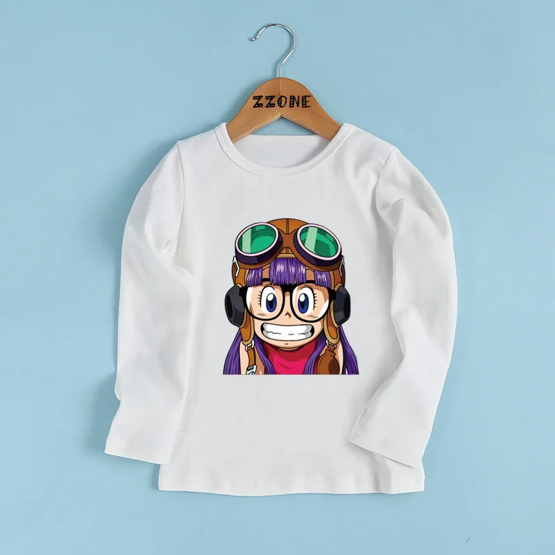 Anime Arale Dr Slump Cartoon Cute Kids T shirt Children Kawaii Funny Clothes Baby Boys and Girls Long Sleeve T-shirt,LKP5476