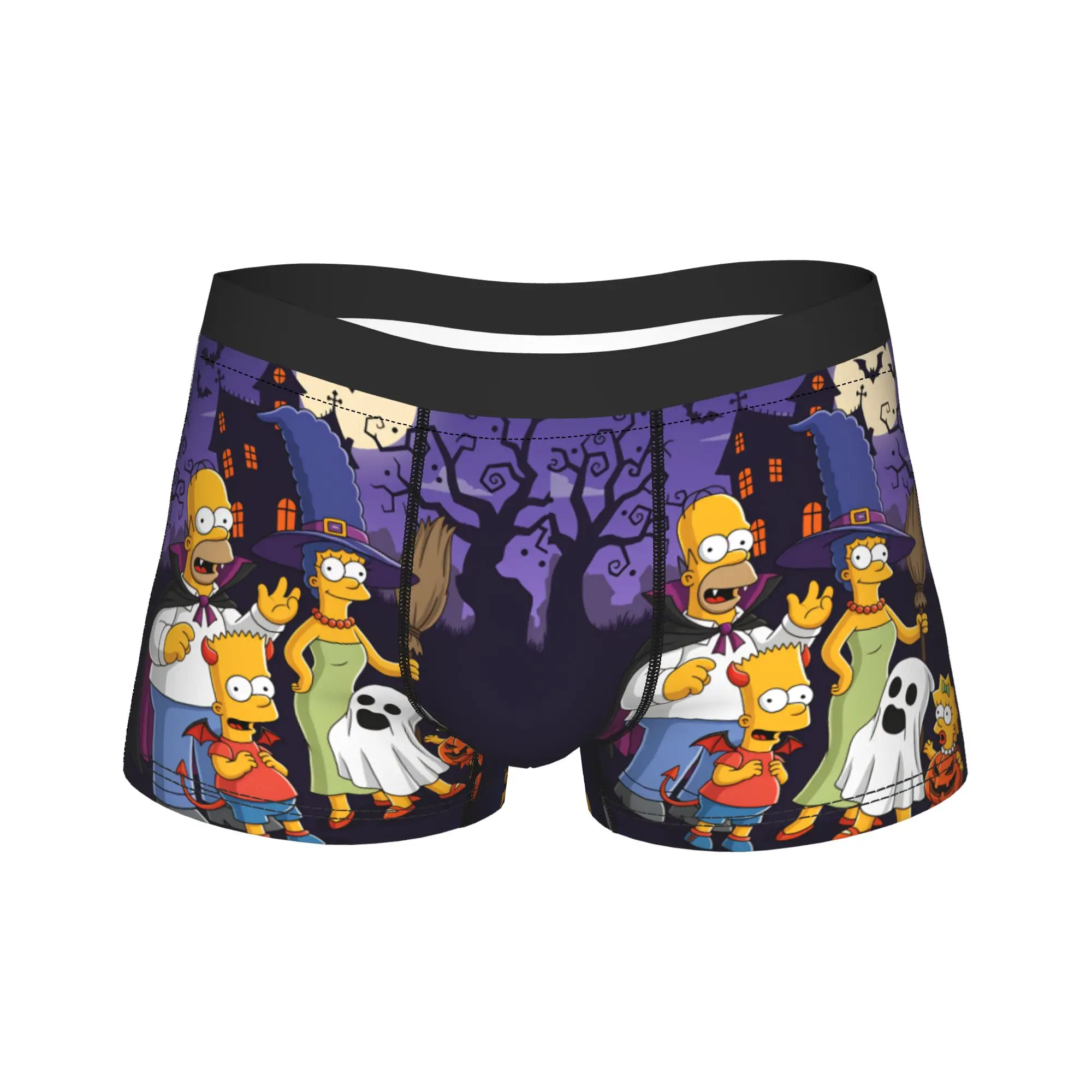 S-Simpsons Spooky Springfield Halloween Family Boxer Brief  Underwear High Quality Male Novelty Trunk Print Plus Size Panties