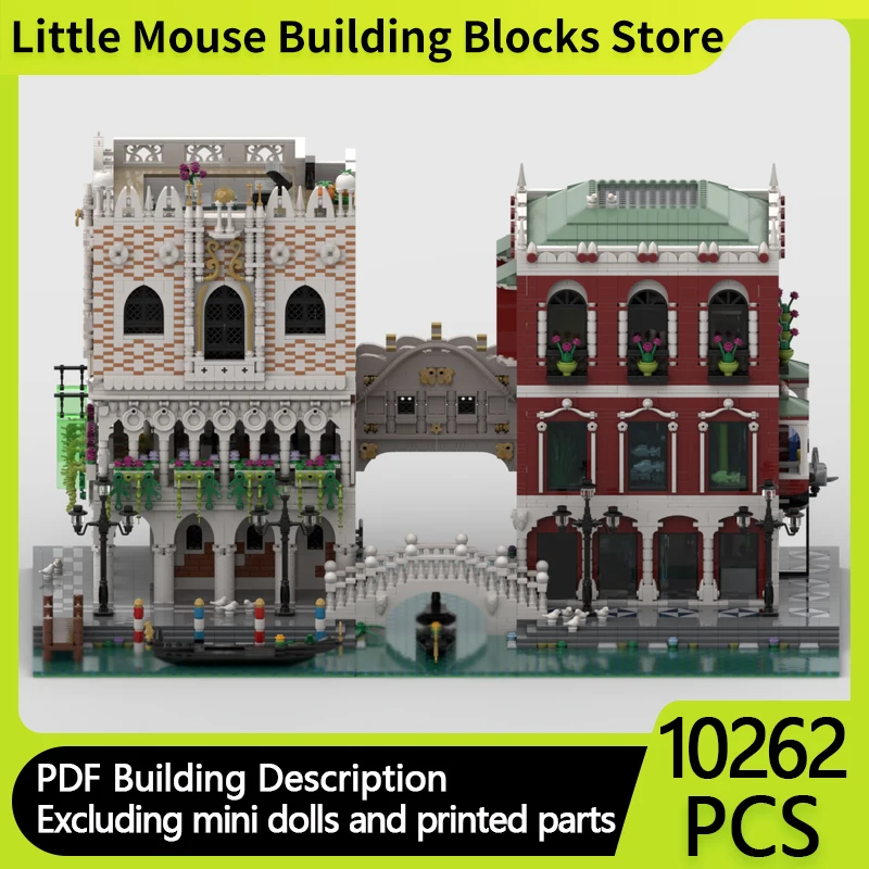 

City Street View Model MOC Building Bricks Palaces And Bridges Modular Technology Gifts Holiday Assemble Children Toys Suit