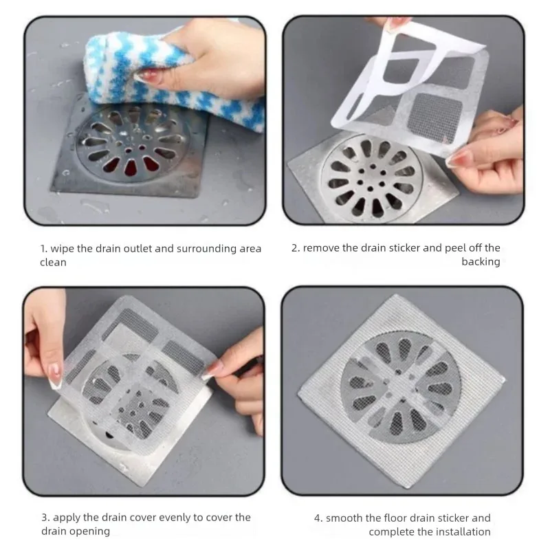 

10Pcs Disposable Mesh Hair Catchers: Shower Drain Covers & Floor Sink Filters - Must-Have Bathroom Accessories