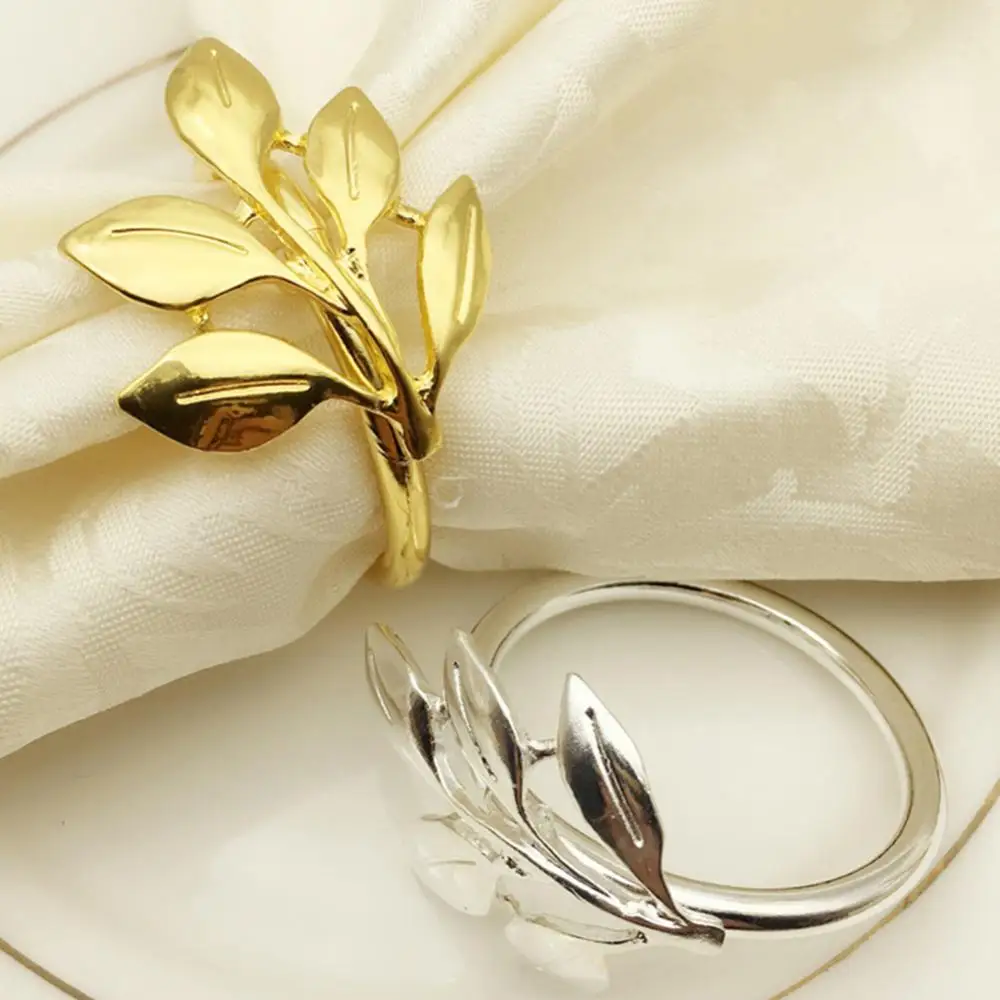 Leaves Napkin Ring Holder Metal Buckle Wedding Birthday Home Party Decoration