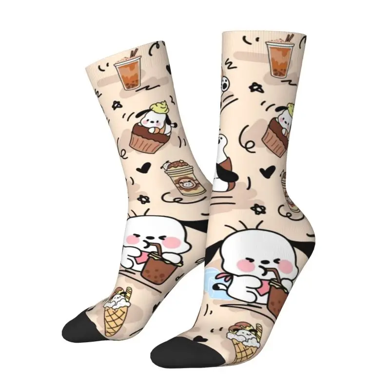 

Пользовательские носки в стиле Харадзюку в стиле аниме Pochacco для мужчин и женщин, теплые баскетбольные спортивные носки с 3D принтом