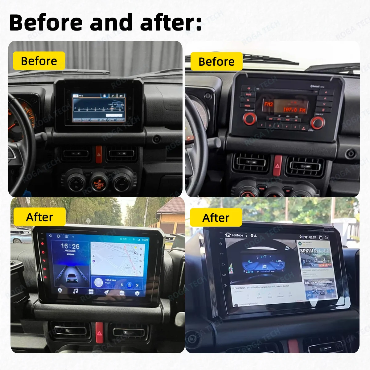 Carplay السيارات لسوزوكي جيمي JB64 JB74 2018 - 2024 راديو السيارة أندرويد سيارة مشغل وسائط متعددة نظام تحديد المواقع والملاحة ستيريو اللمس 2 Din 4G #2