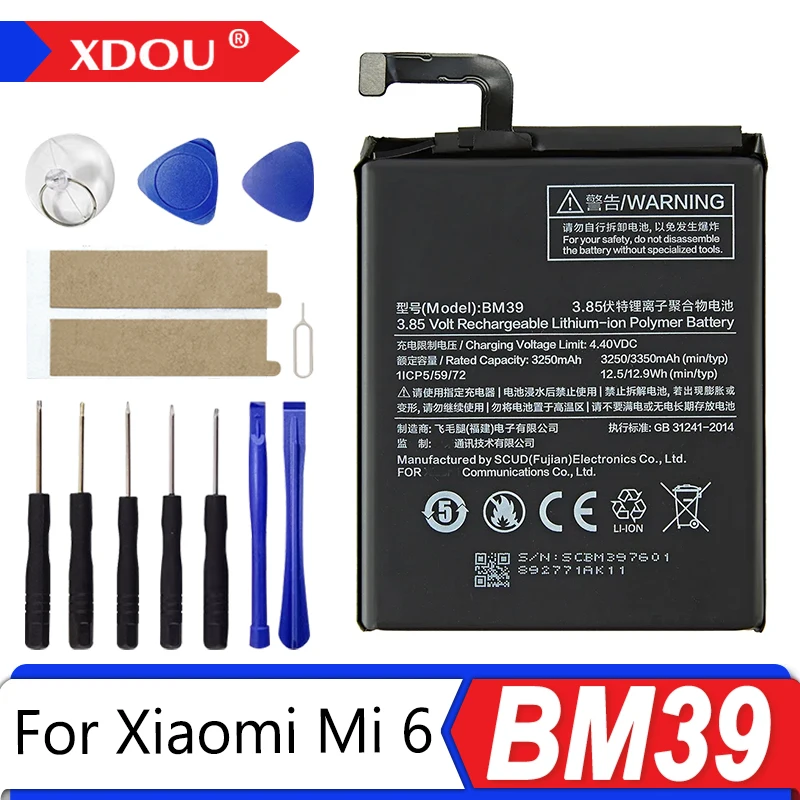 

Совершенно новый аккумулятор BM39 3350 мАч для Xiaomi 6 Mi 6 Mi6 BM39, сменные аккумуляторы для телефона + инструменты