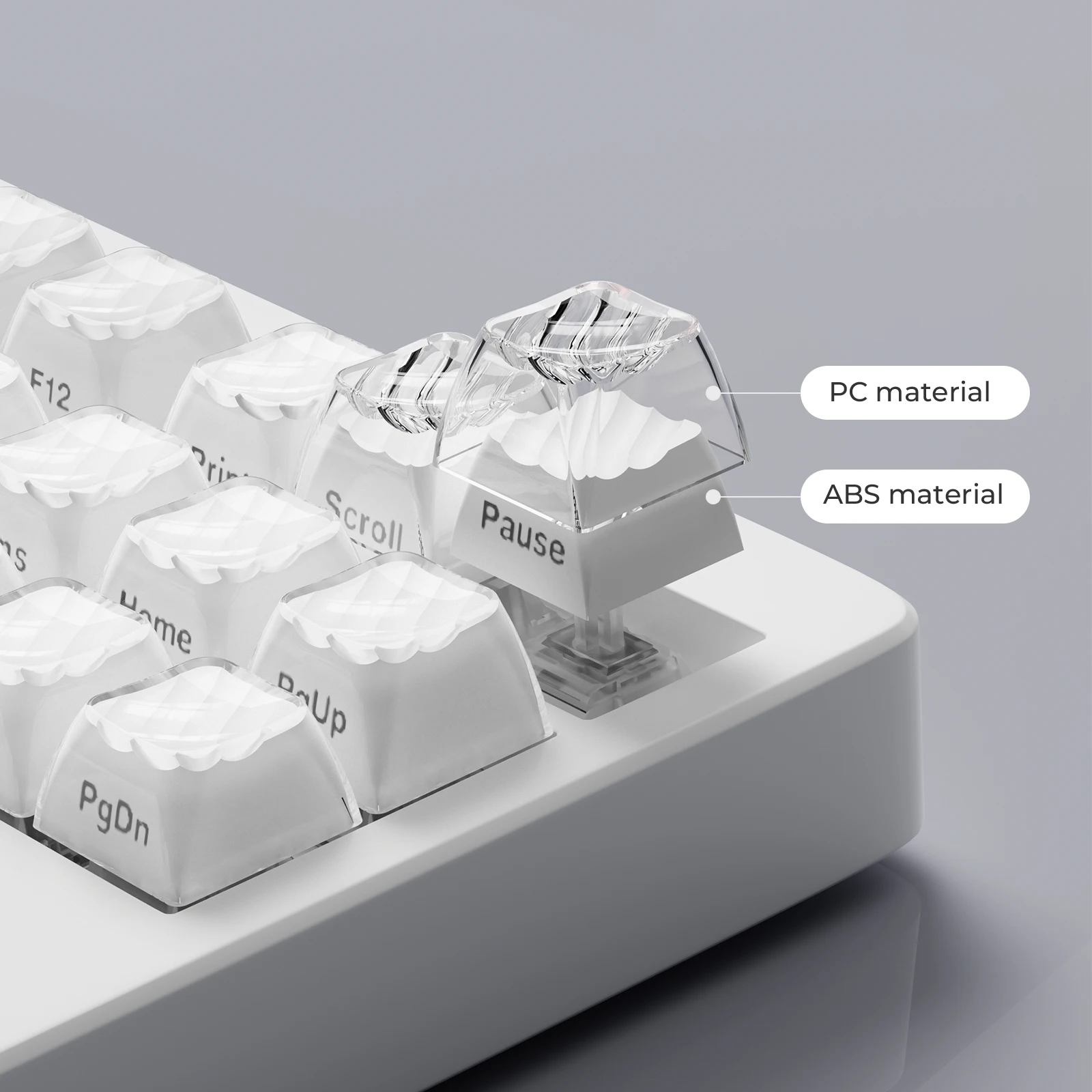 XVX New Translucent Jelly Side Print Keycaps White OEM Profile