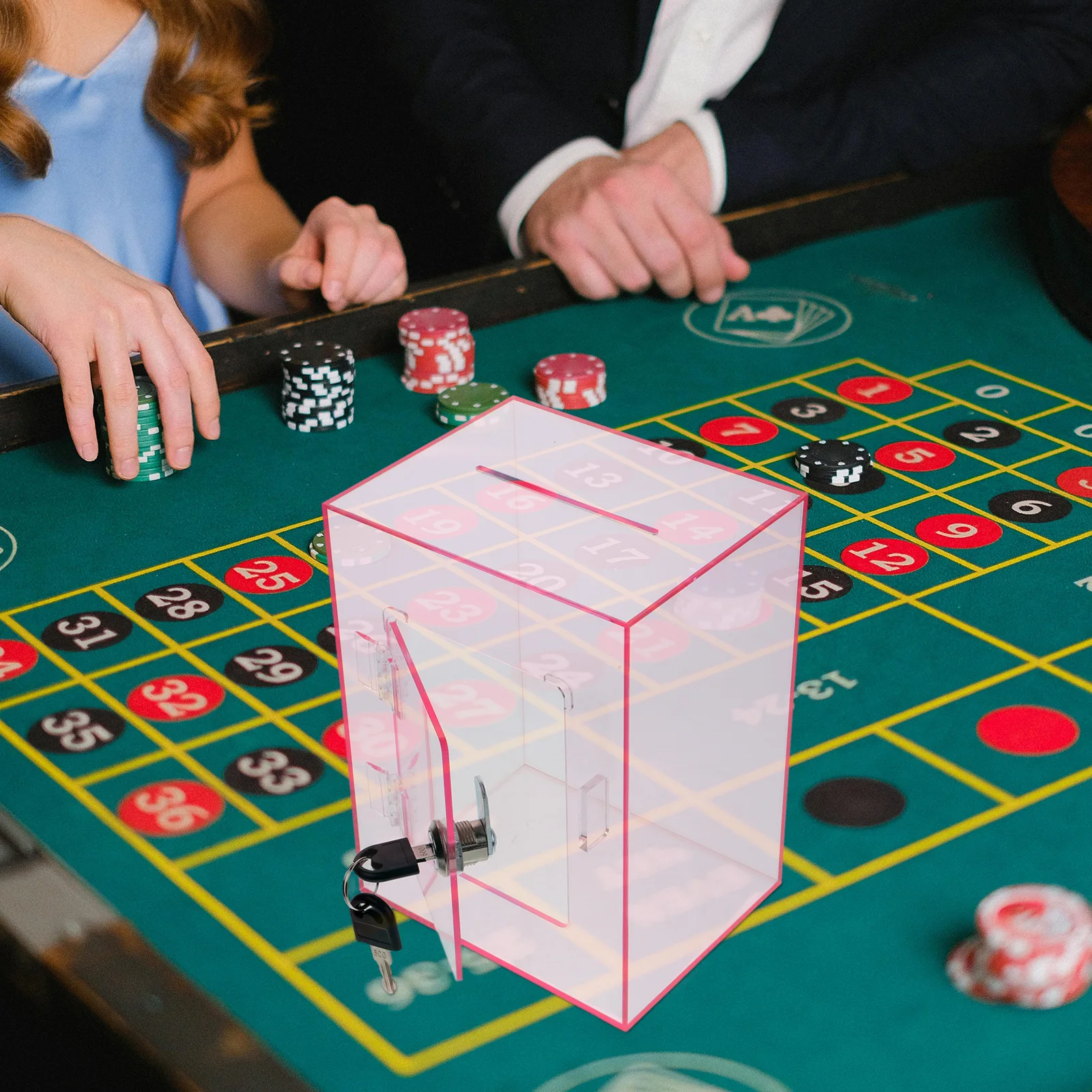 

Acrylic Cash Box Clear Window Desktop Travel Lockbox for Fundraising Letter Post Container Storage Box Safe Light Practical