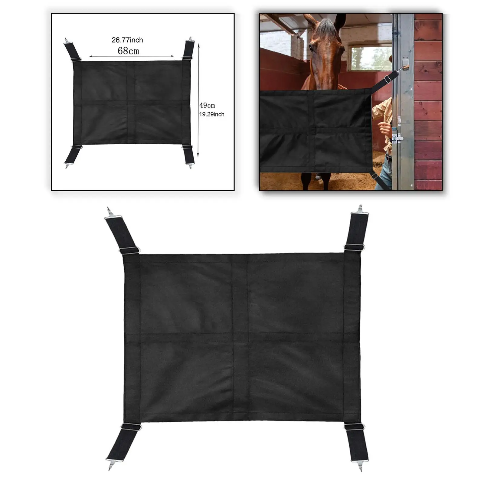 Защита от киоска для лошади с пружинными крючками Регулируемая длина Простая установка Прочные лошади, козы, козы Регулируемая простая установка