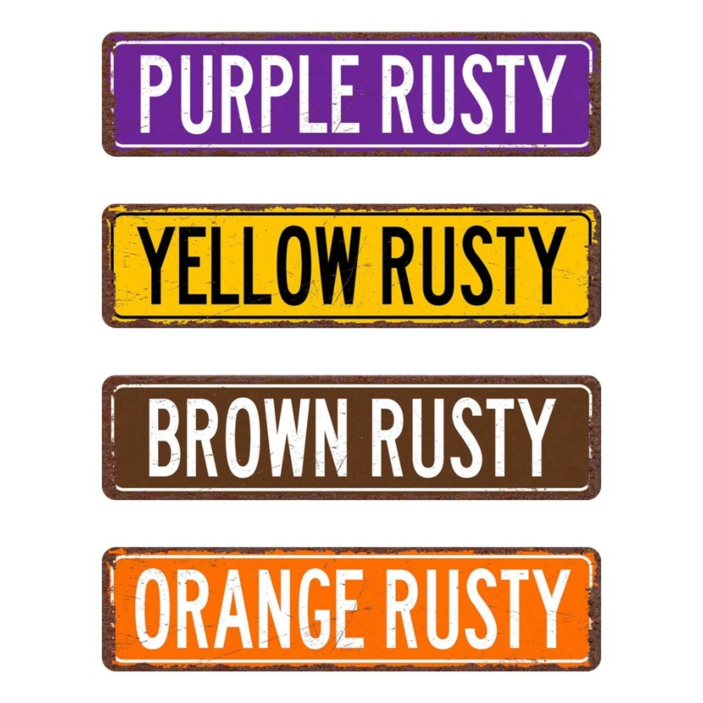 Vintage Personalised Signs, Rusty Road Sign, 16x4Inch Customize Plates Wall Poster, Street