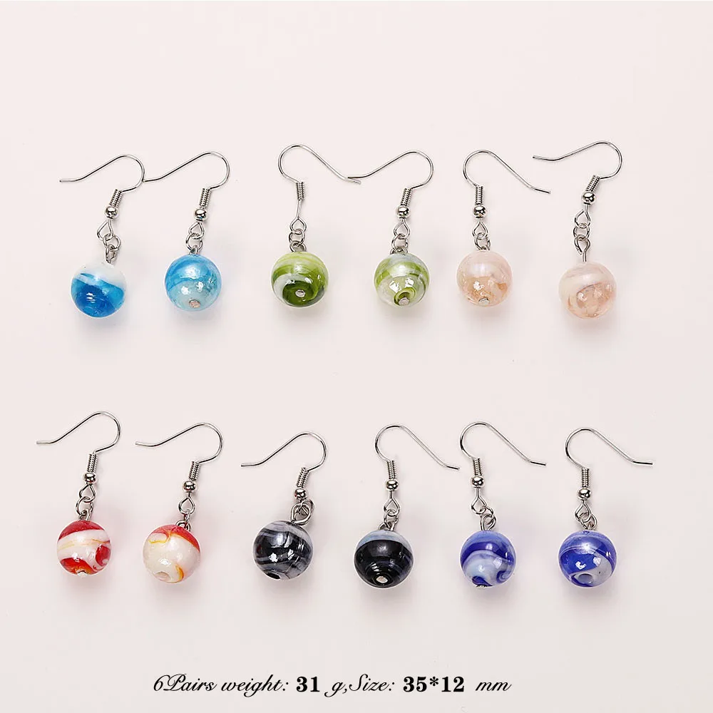 Wholesale Lots 6pairs Mix Style Hand-made Women\'s Romatic Heart Elegant Classic Dangle Earrings Murano Glass Earrings