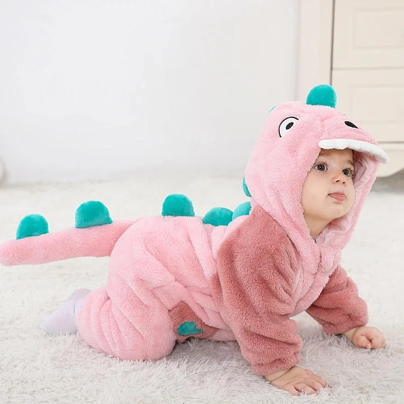 Schöne Dinosaurier Neugeborenen Mädchen Kleidung Body Plüsch Weiche Warme Kleinkind Overall Halloween Kind Infant Overalls Zipper