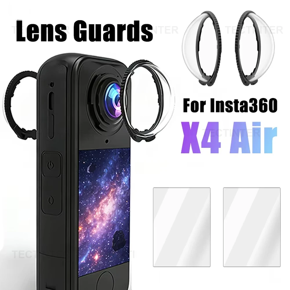 Protetor de Lente Premium para PC para Insta360 X4 Air, Película de Vidro Temperado, Kit Protetor de Tela 360 ° Acessórios para Câmeras de Vídeo