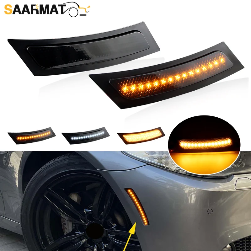 

2 шт., передний боковой маркер, отражатель бампера, прозрачная линза для BMW F10 5 серии 2011-2016, модели базового бампера